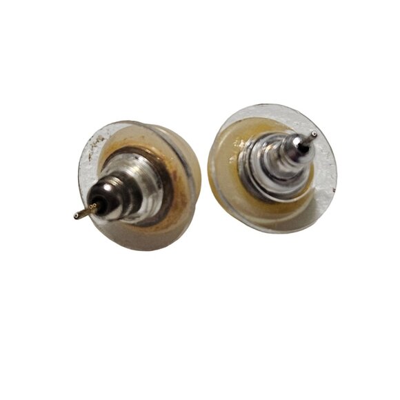 Vintage Faux Pearl Silver Tone Post Stud Earrings Retro 50s 60s Fashion Jewelry - Picture 2 of 3